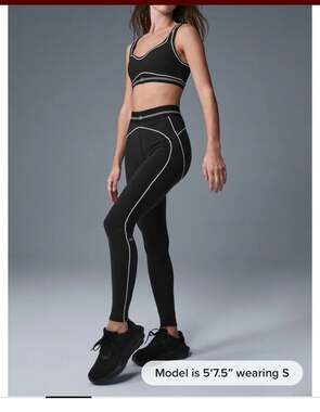 Alo Airbrush High-Waist 7/8 Heart Throb Legging - Black/White- Size XXS